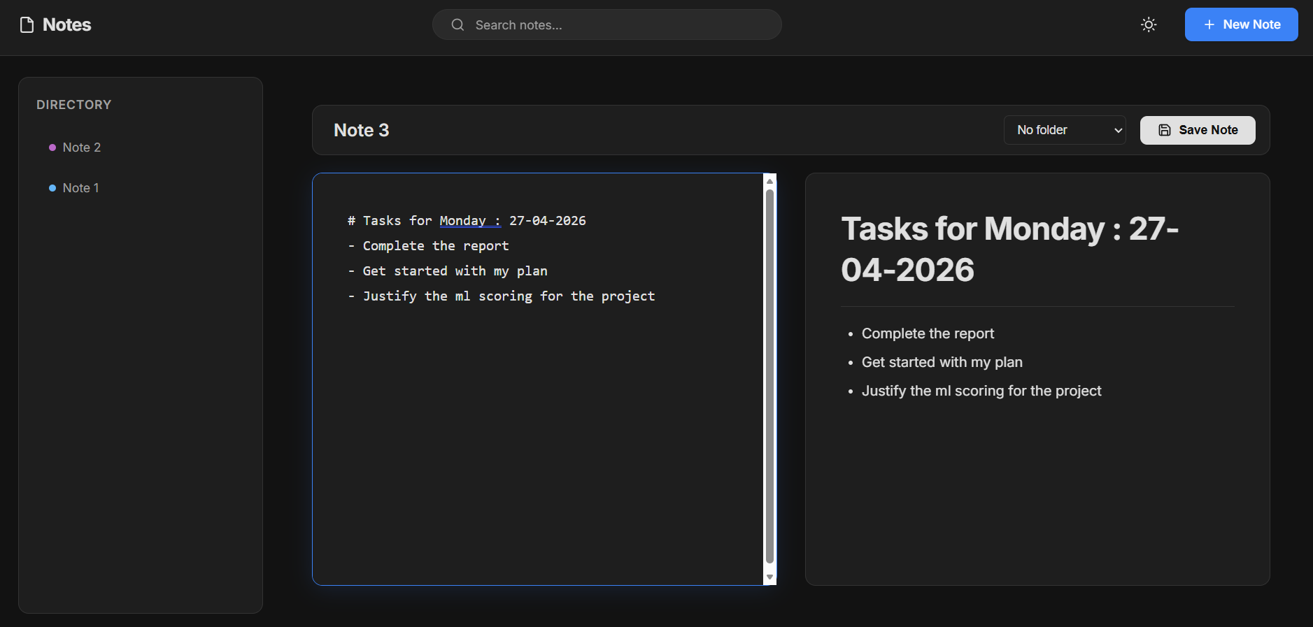 Markdown Note Taking Tool